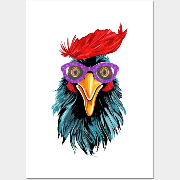 Chicken with Glasses #3 Wall Art by Chromatic Fusion Studio